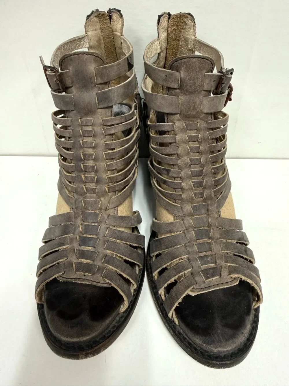 Freebird Todum Distressed Leather Wedge Sandal